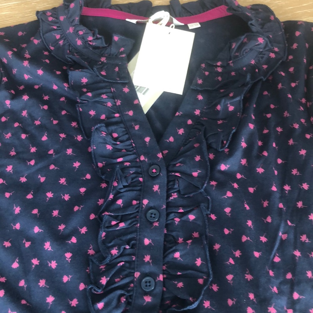 Boden Alberta Ruffle button down, Navy Country Ditsy